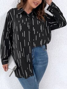 Calvaya Camisa con estampado de rayas - Negro - Ver 3