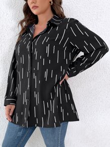 Calvaya Camisa con estampado de rayas - Negro - Ver 4