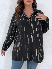 Calvaya Camisa con estampado de rayas - Negro - Ver 5