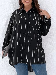 Calvaya Camisa con estampado de rayas - Negro - Ver 6
