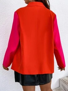 Plus Two Tone Shawl Collar Blazer - Multicolor - View 4