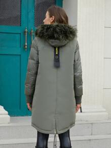 ZIAI 女士高品质中长款防风户外运动休闲羽绒服 - 綠色 - 查看 4
