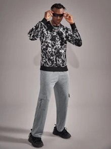 ROMWE MEN 男士腰部抽繩口袋衛褲 - 灰色 - 查看 4