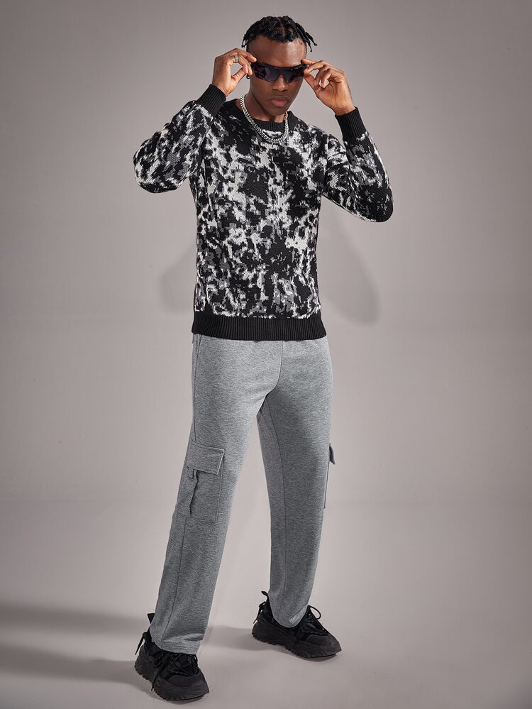 ROMWE MEN 男士腰部抽繩口袋衛褲 - 灰色 - 查看 4