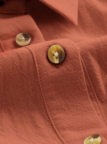 SHEIN MOD 蝙蝠袖素色襯衫 - 鏽棕色 - 查看 3