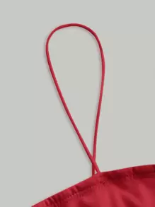 SHEIN MOD Women's Solid Color Cropped Fitted Fashion Camisole, Summer - Red - View 4