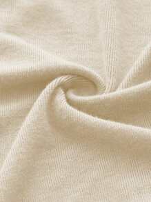 SHEIN MOD 前收褶鏤空短款T恤 - 米色 - 查看 4