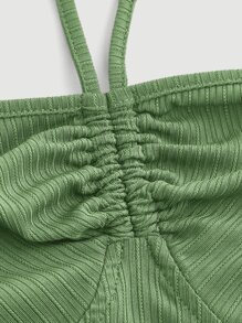 SHEIN ICON Đầm Xù Tách cao màu trơn Thanh lịch - Màu xanh chanh - Xem 4