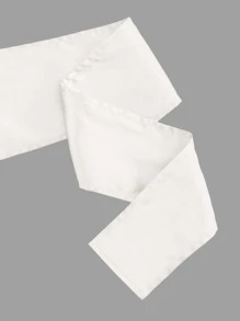 SHEIN MOD Lantern Sleeve Tie Back Satin Top - White - View 3