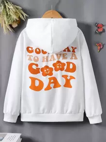 Tween Girl Slogan Graphic Drop Shoulder Sweatshirt - White - View 1