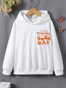 Tween Girl Slogan Graphic Drop Shoulder Sweatshirt - White - View 2