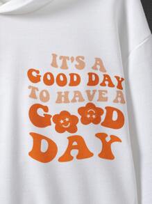 Tween Girl Slogan Graphic Drop Shoulder Sweatshirt - White - View 6