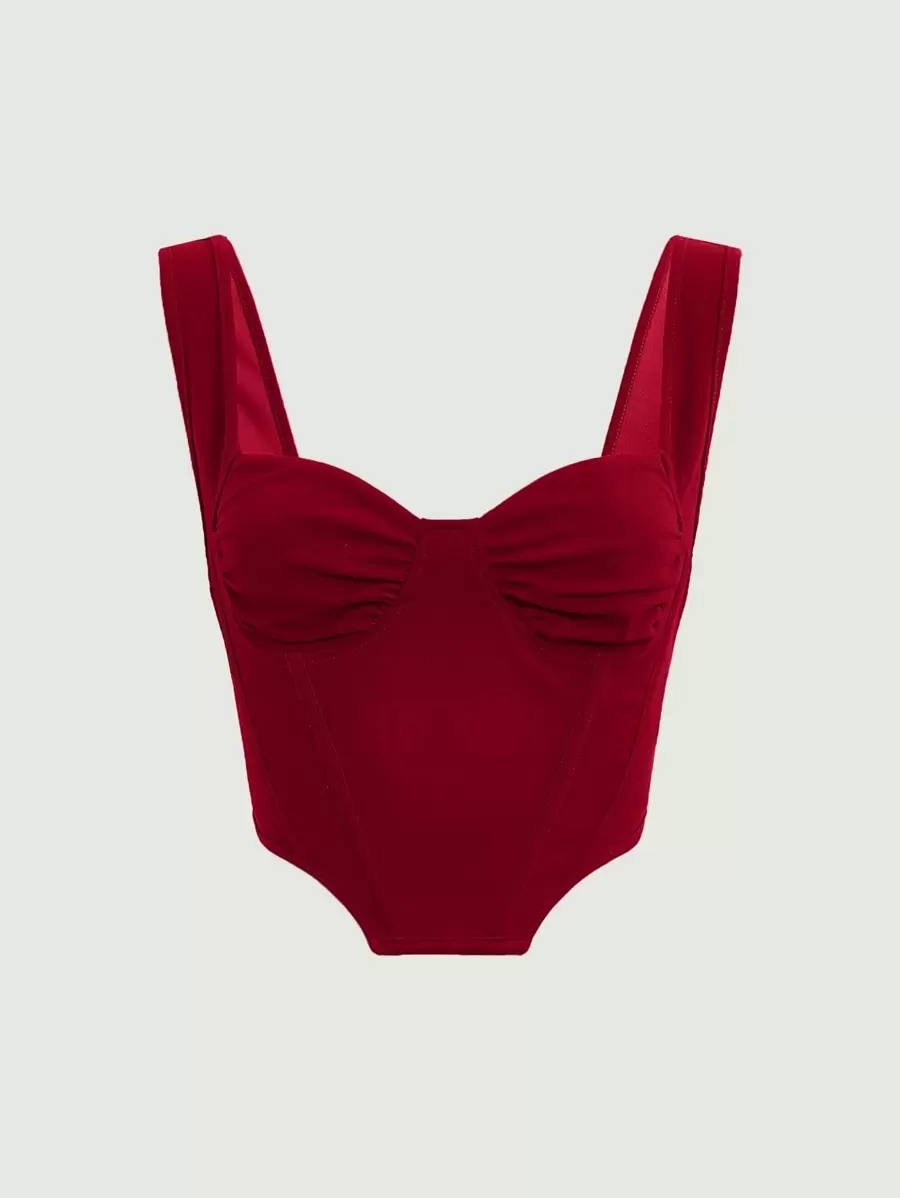 SHEIN MOD Áo hai dây Bất đối xứng Xù màu trơn Giải trí