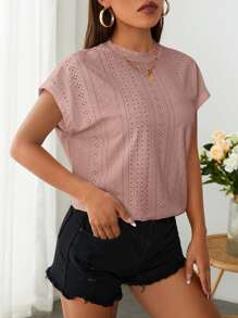 SHEIN Essnce Batwing Sleeve Schiffy Tee - Dusty Pink - View 1
