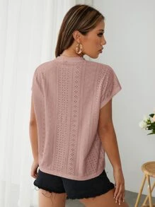 SHEIN Essnce Batwing Sleeve Schiffy Tee - Dusty Pink - View 2