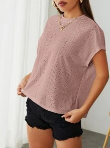 SHEIN Essnce Batwing Sleeve Schiffy Tee - Dusty Pink - View 4