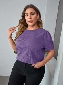 SHEIN Clasi Áo sơ mi Plus Size Nút màu trơn Giải trí - Màu Lilac Tím - Xem 4
