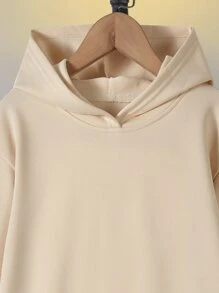 Tween Girl Cartoon And Slogan Graphic Drop Shoulder Sweatshirt - Khaki - View 4