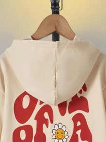 Tween Girl Cartoon And Slogan Graphic Drop Shoulder Sweatshirt - Khaki - View 7