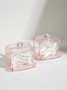 SHEIN BASIC LIVING 獨家棉花棒牙籤收納盒—節日禮物 - 粉色 - 查看 8