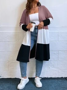 SHEIN LUNE 大碼撞色開門襟外套 - 藕粉色 - 查看 1