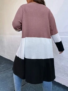 SHEIN LUNE 大碼撞色開門襟外套 - 藕粉色 - 查看 2