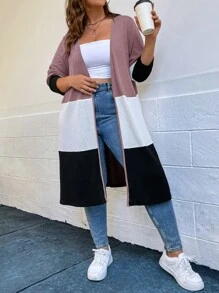 SHEIN LUNE 大碼撞色開門襟外套 - 藕粉色 - 查看 3