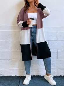 SHEIN LUNE 大碼撞色開門襟外套 - 藕粉色 - 查看 5