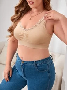 Sujetador ribete con encaje fruncido - Albaricoque - Ver 1