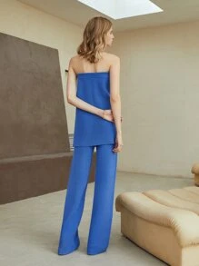 MOTF PREMIUM WOOL-MIX TUBE KNIT TOP & PANTS - Blue - View 5