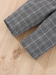 SHEIN Baby Boy Plaid Print Suspender Trousers - Grey - View 4