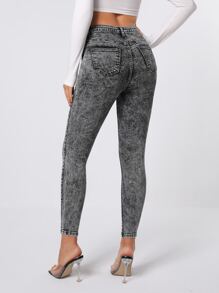 SHEIN Essnce 高彈力緊身牛仔褲 - 灰色 - 查看 3