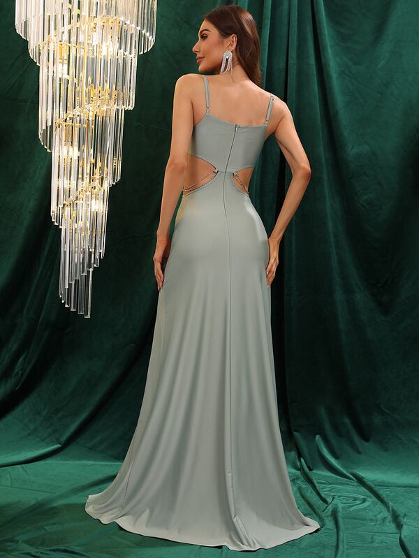 Chain Detail Cutout Split Thigh Cami Dress SHEIN USA