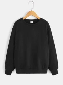 SHEIN Boys Reflective Bear Print Drop Shoulder Sweatshirt - Black - View 3