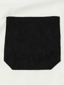 Manfinity Men Two Tone Pocket Patched Corduroy Shirt Without Tee - Black and White - View 6