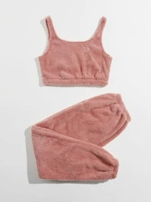 Solid Fuzzy Lounge Set - Dusty Pink - View 2