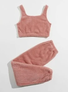 Solid Fuzzy Lounge Set - Dusty Pink - View 3