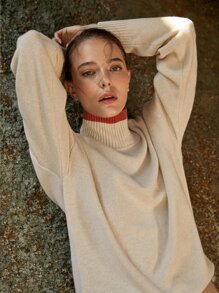 MOTF PREMIUM CASHMERE LONGLINE JUMPER - Beige - View 2