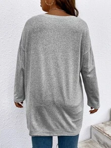 SHEIN LUNE Camiseta de hombros caídos con estampado de sol y luna - Gris - Ver 4