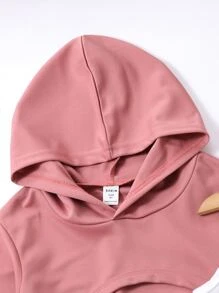 女孩標語圖案吊帶上衣和蝴蝶圖案連帽衫和運動褲 - 彩色 - 查看 5