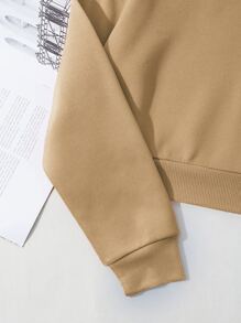 SHEIN EZwear Quần áo thể thao nữ màu trơn Giải trí - Màu Khaki - Xem 4