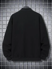 Manfinity 男士斜插口袋飛行員夾克不帶T恤 - 黑色 - 查看 2