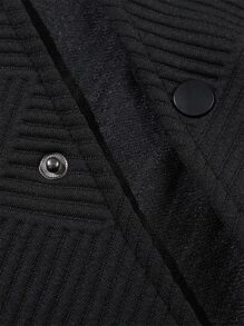 Manfinity 男士斜插口袋飛行員夾克不帶T恤 - 黑色 - 查看 5