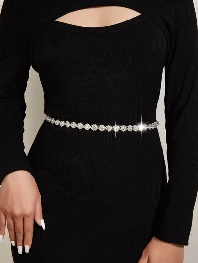 1pc Women Rhinestone Decor Chain Belt Party Halloween Summer, School Fall, Autumn, Halloween