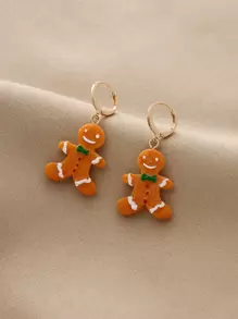Christmas Gingerbread Drop Earrings - Multicolor - View 1