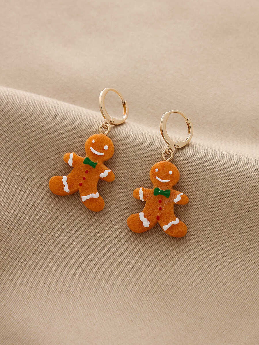 Christmas Gingerbread Drop Earrings - Multicolor - View 1
