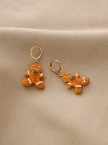 Christmas Gingerbread Drop Earrings - Multicolor - View 2