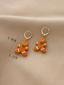 Christmas Gingerbread Drop Earrings - Multicolor - View 4