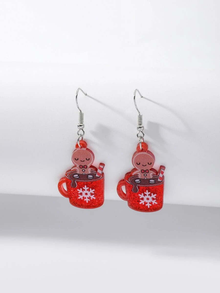 Christmas Gingerbread & Mug Drop Earrings - Multicolor - View 1