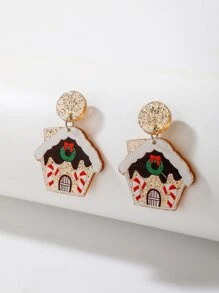 Christmas House Drop Earrings - Multicolor - View 1